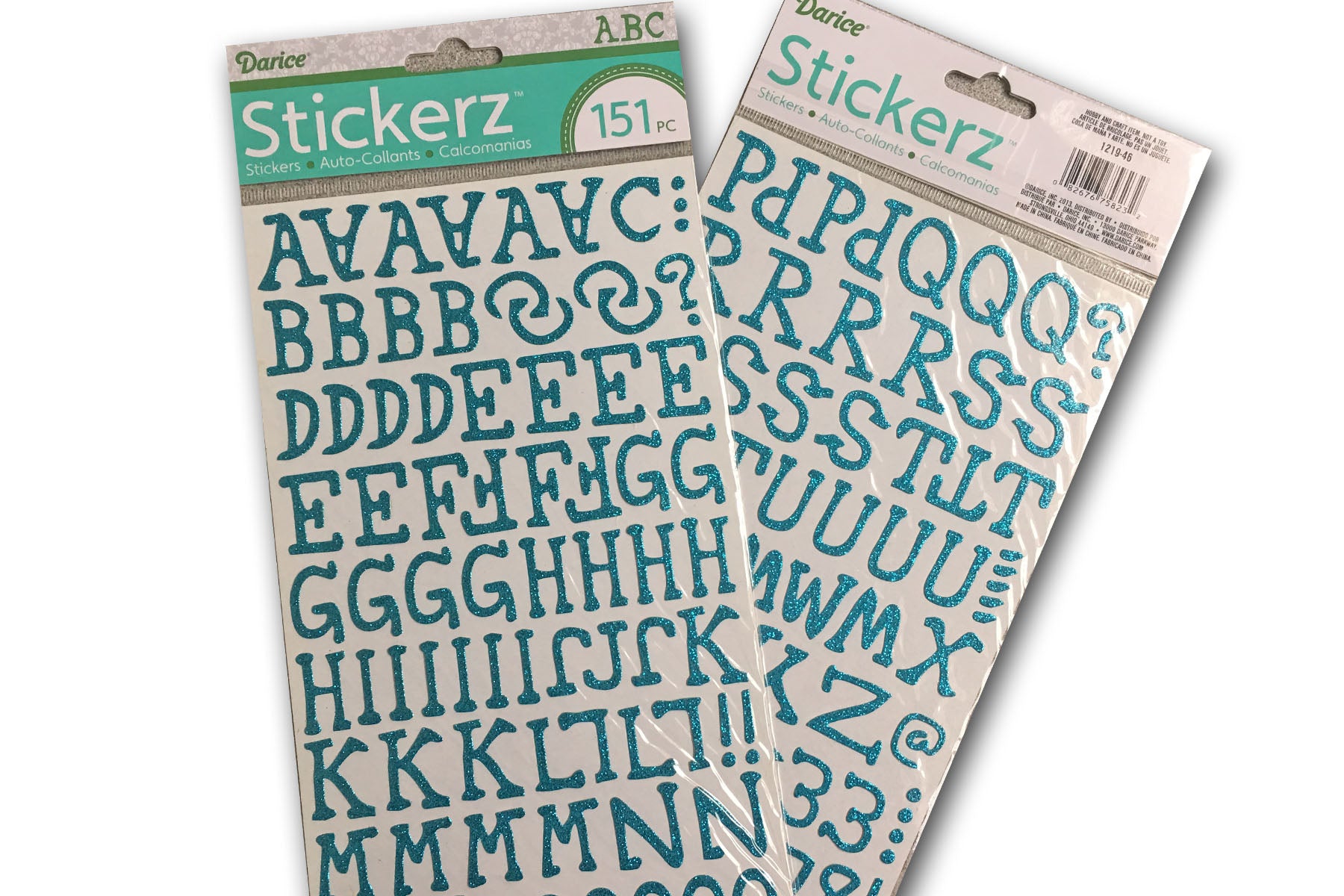 1/2 Inch Green Letter Uppere and Lower Case Glitter Stickers