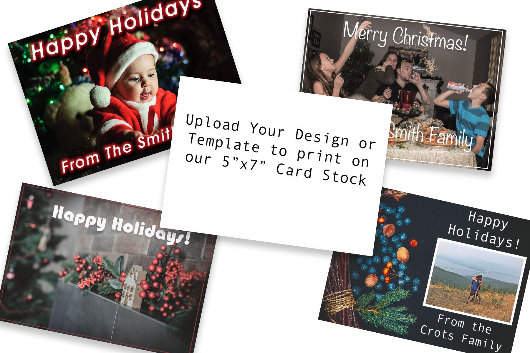 Custom Christmas & Holiday Cards, 5x7 Cardstock, Blank Envelope, Brilliant New Year