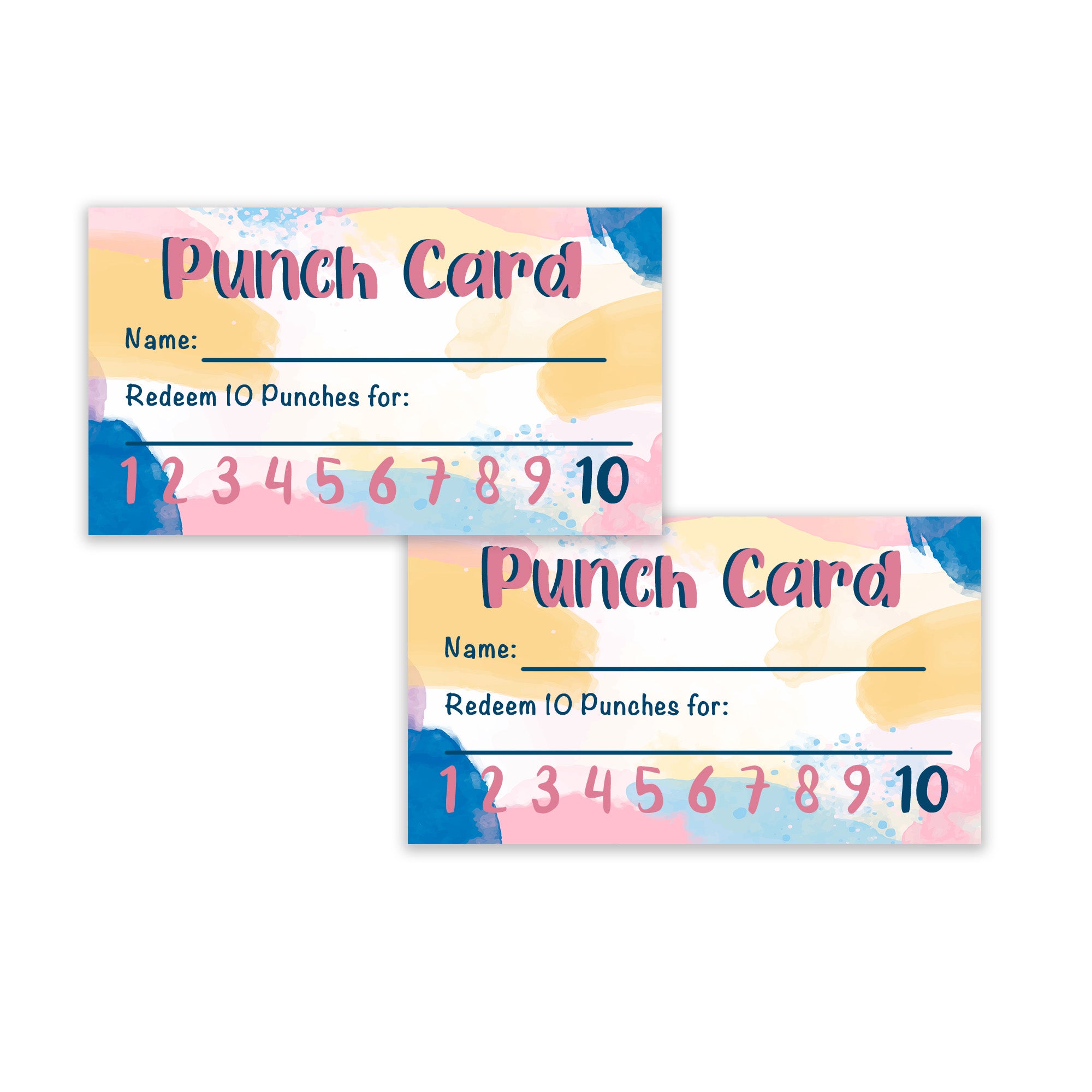 Pre-Printed Business card size Punch-Loyalty cards for small business -  CutCardStock