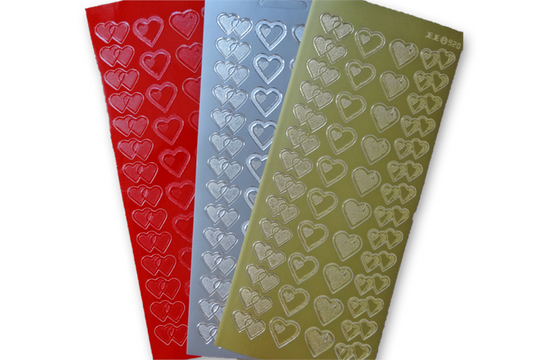 Victoria Lynn DOUBLE HEART foil self adhesive Sticker Seals - 50 count -  CutCardStock