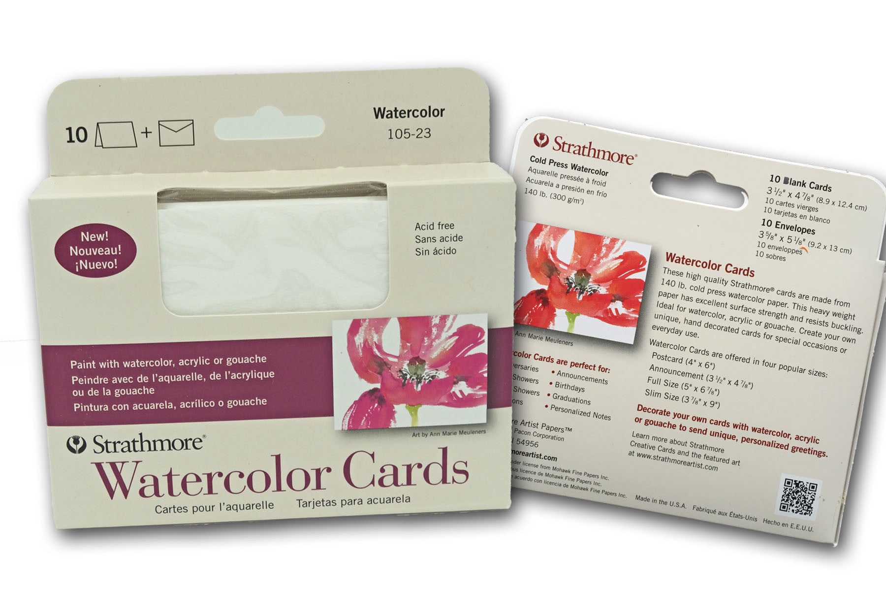 Strathmore Watercolor Cards & Envelopes 5 x 6.875 10/Pkg 105-150